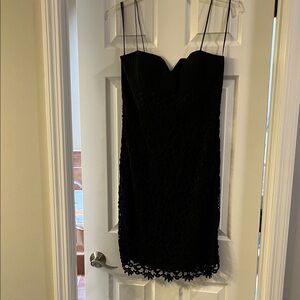 Chetta B Black Strapless Lace Dress